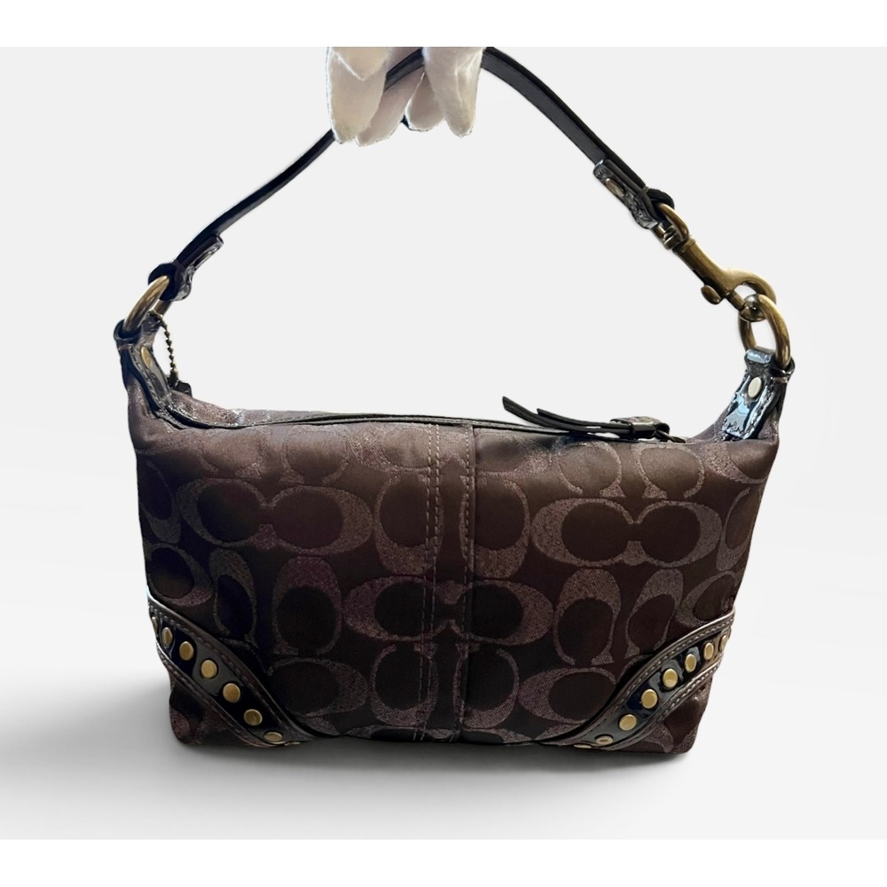 Vintage COACH Signature Lurex Studded Mini Demi Bag Y2K McBling Grunge Glam